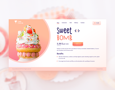 Candy shop concept 🍭 add to cart button candy card clean clean ui concept design desktop donut figma icecream page price sweet ui uidesign uiux web design webdesign