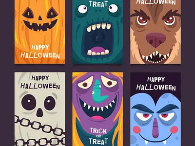 Minimal Halloween Poster Set abstract background banner card celebration concept design graphic greeting halloween holiday illustration lettering night orange party pumpkin style text vintage