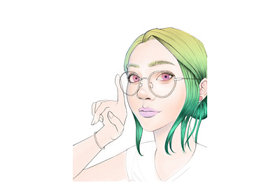 green hair artwork artworks digitalart digitalpaint digitalpainting drawing eye girl glasses painting photo photoshop purple
