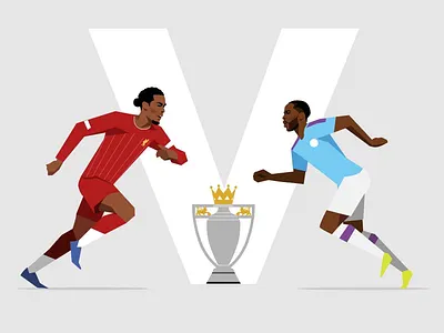 Liverpool v Man City football illustration liverpool fc manchester city sterling vector