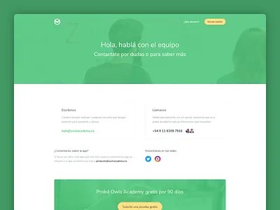 Owls Academy • Contact us branding contact contact us design e learning education ui
