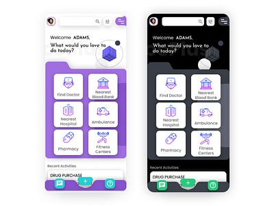 DocPlus amazing app black dark mode design figma health light mode medical mobile ui uiux ux xd