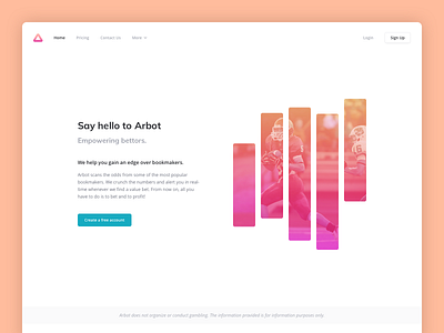Arbot by Mimaio • Intro betting branding home landing site site design