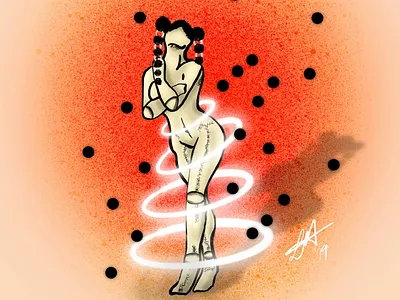 Silent Doll autumn digital form illustration inktober