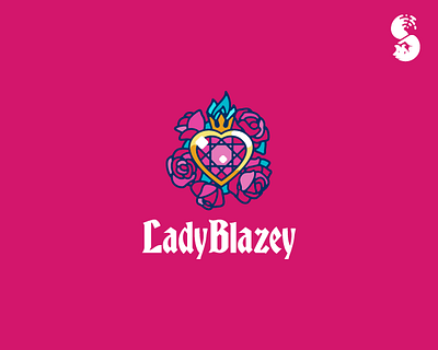 LadyBlazey Logo branding design crown fire heart identity design jewel logo magical magical girl roses