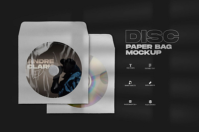 Disc Paper Bag Mockup album artist bag branding cd cover disc dj dvd label mixtape mockup music paper photoshop plastic psd record single template