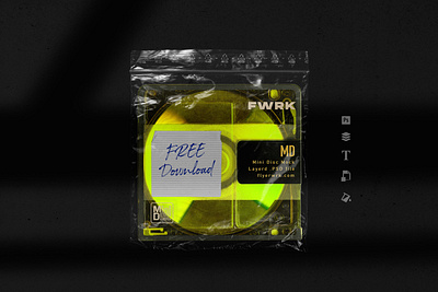 Free Mini Disc Photoshop Mockup album cello design digital disc dj free lp mini mixtape mockup old peeled photoshop plastic psd record scratched used