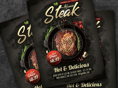 Steak House Flyer background barbecue bbq beef cafe chef design download flyer food graphic grill grunge meal meat menu poster psd restaurant restaurant flyer