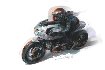 bmw classic character corel painter digital art illustration motorcycle vintage motorcycle