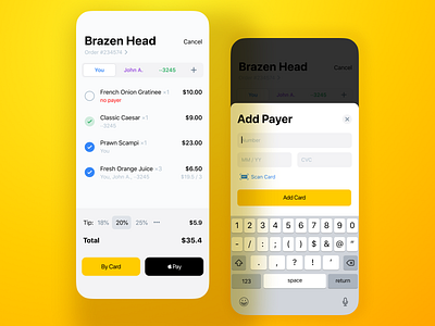 Bill Splitter App bill card check ios mobile restaurant split splitter ui ux