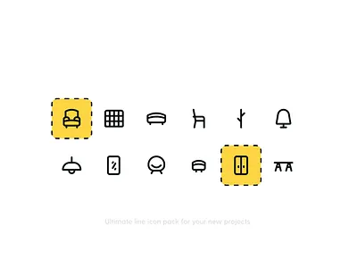 Furniture Icon Pack bed figma free icons freebie freebies furniture app icon icon pack icon set icons iconset lamp light line icons sofa ui icons