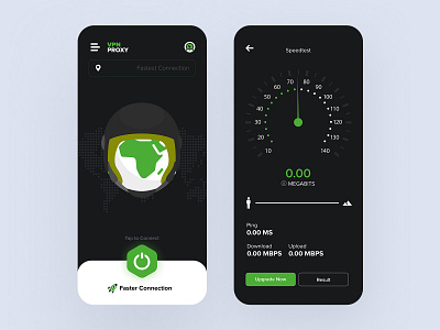 VPN App (Dark UI) dark dark theme dark ui design dribbble ios ui ux vpn vpn app