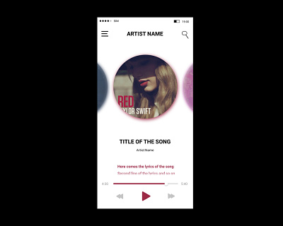 Music App app design figma flat illustration minimal music app music app design music player phone app simple taylor swift ui vector