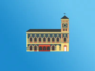 New Market Hall building buildings flat illustration market town vector victorian