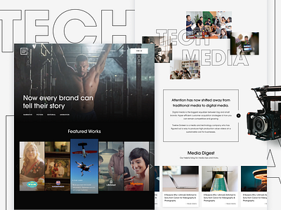 1216 Media - Redesign Concept 2 camera homepage interface landing page media team ui video webdesign website website concept