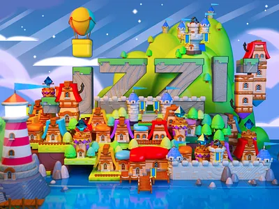 IZZI Island 3d illustration design illustration island logo maxonc4d