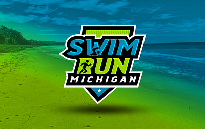 Swim Run Michigan branding fun logo michigan running sports branding sports logo swimming