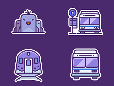 Google Pigeon Icons app application design designer google icon icons illustration illustrations label outlane outline pigeon set small station sticker train vector web