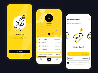 VPN Service Concept android app design application concept interface ios mobile design responsive design ui uiux ux vpn vpn services yellow