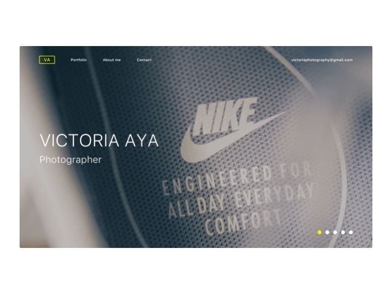 Photographer portfolio animation branding design nike photographer portfolio ui ux web