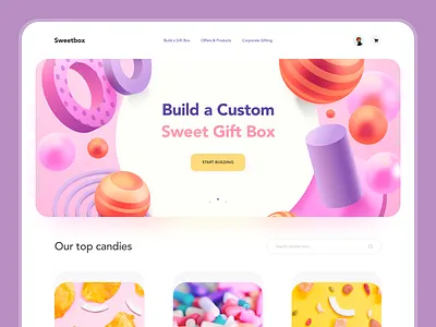 Sweet Gift Box 3d art awsmd candies creative ecommerce gift illustration interaction landing landing page design layout products shop store sweet uidesign uxdesign