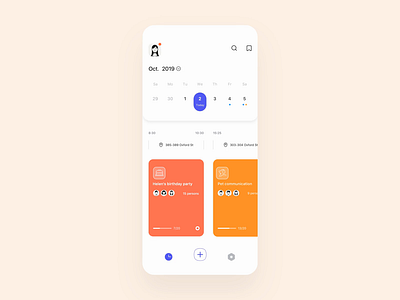 Event notes App animation app calendar card demo design gif interface principle statistics ui ux