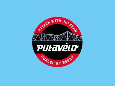 pulavelo sticker badge bicycle bike bridge city decal frame industrial sticker vector