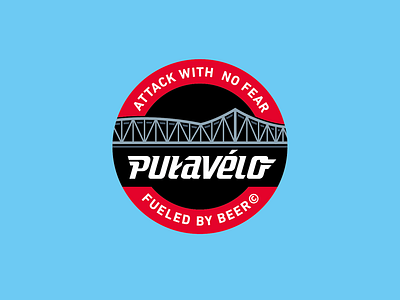 pulavelo sticker badge bicycle bike bridge city decal frame industrial sticker vector