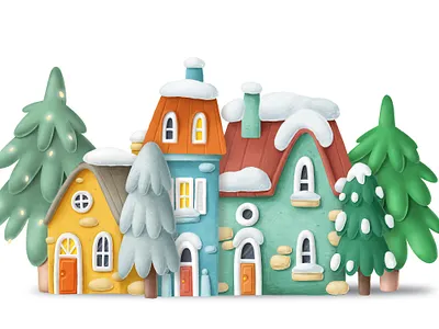 Winter landscape cartoon christmas christmas card christmas flyer christmas tree doodle drawing illustration new year snow winter