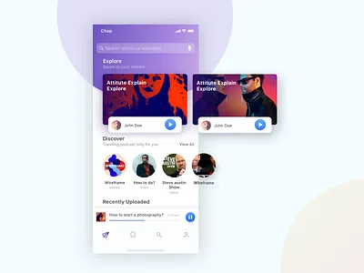 Audio Cast app blue colorful design gradient illustration ios minimal ui ux