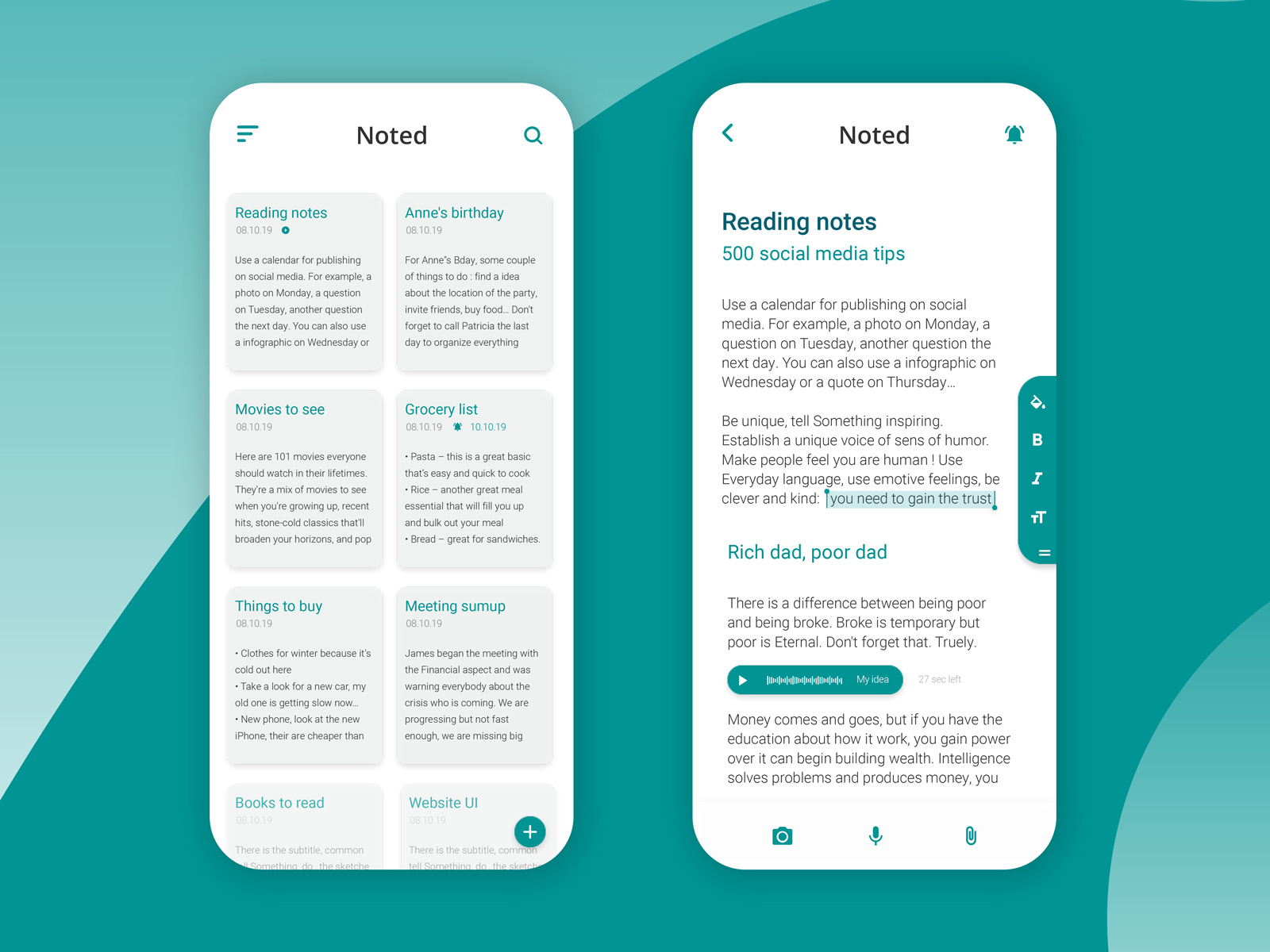 Example of 💙 Noted - Note-taking app concept