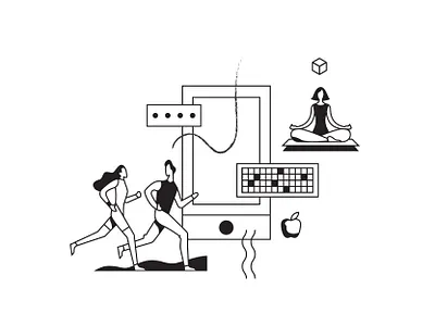 HES - Exyte black and white design health healthcare illustration minimal ui vector web