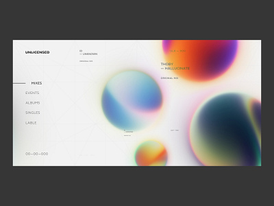Unlicensed Album Website Homepage clean gray hologram minimal music product design ui ux