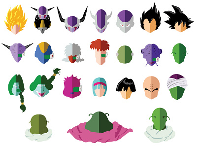 Flat art of all characters from Dragonball Z - Frieza Saga 2d 2dart anime dragonball dragonballz flat flat design graphic design illustration illustrator minimalist minimalist design vector vector art