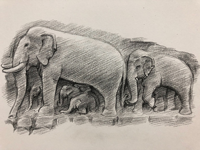 Pencil drawing | Arjuna’s Penance at mahabalipuram art elephant mahabalipuram monument monumentmahabalipuram pencil drawing