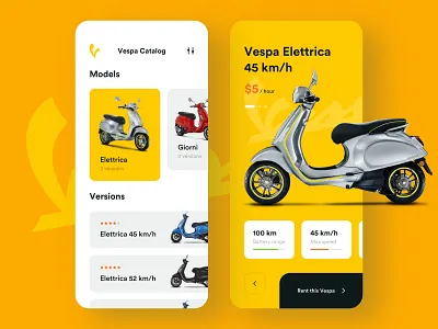 Vespa Rental — Mobile App app design bike mobile app mobile app design mobile design mobile ui rent rental rental app vespa