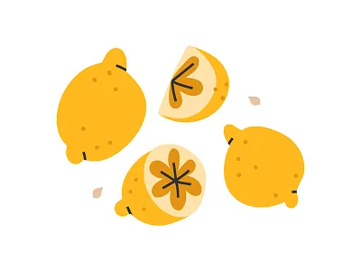 whole and cut lemons citrus cute fruit hand drawn icon illustration lemon modern simple slice vector whole