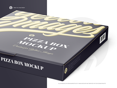 Glossy Pizza Box Mockup box cardboard box fastfood food glossy halfside view helenstock mock up mock up mockup package packaging packing paper pizza pizza box pizza box mockup pizza mockup textura yellow images