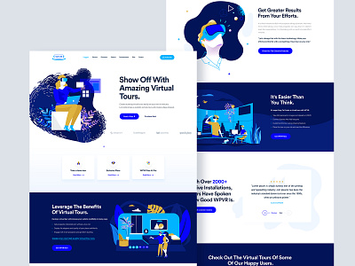 WPVR Landing Page 360 video blue colorful design illustration real estate ui virtualreality vr web web design