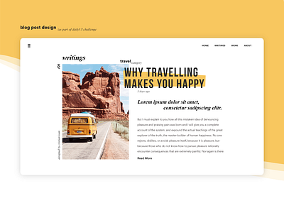 Blog Post Design 035 blog dailyui dailyui035 dailyuichallenge design desktop homepage page post travel typography ui uidesign writings