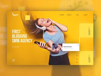 Landing Page - Blogging Agency agency blogging color creative design design landing landing page minimal ui ux web website yellow