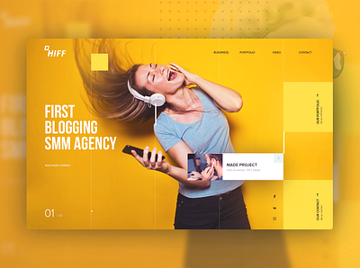 Landing Page - Blogging Agency agency blogging color creative design design landing landing page minimal ui ux web website yellow