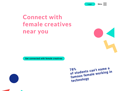 Concept design to connect female creatives design feminist sketch ui ux