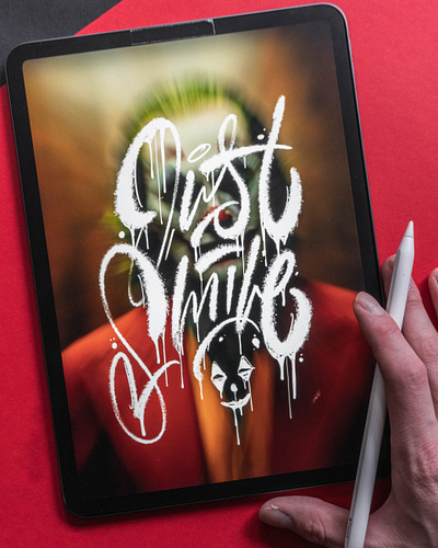 "Just smile!" brush calligraphy ipad ipadlettering joker lettering procreate