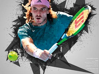 Top Athletes Low Poly Design Stefanos Tsitsipas. art background design digital art graphic design graphics illustration poster prints vector