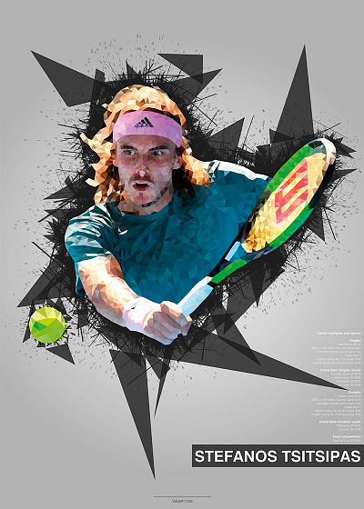 Top Athletes Low Poly Design Stefanos Tsitsipas. art background design digital art graphic design graphics illustration poster prints vector