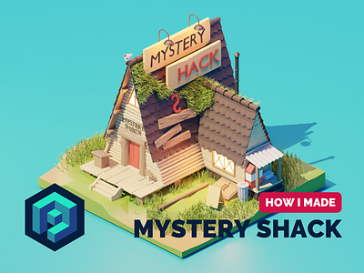 Gravity Falls Mystery Shack Tutorial 3d blender diorama fanart gravity falls illustration isometric low poly lowpoly lowpolyart mystery shack render tutorial