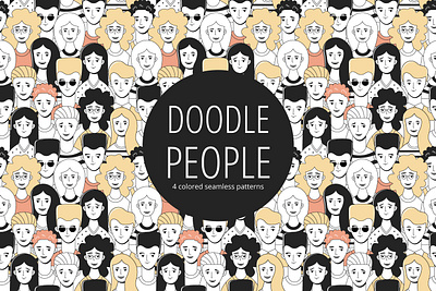 Doodle People Vector Free Seamless Pattern free freebie graphics illustration pattern typography vector