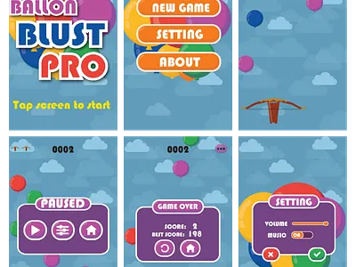 Pro Ballon Blust 2D game 2d art android app design app art flat design game art games design icon illustration pop up ui unity3d ux vector