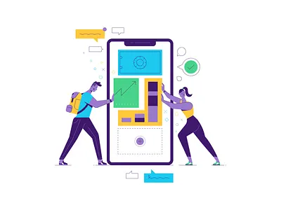 Kuda Bank bold character illustration minimalist spot illustration startup vector web